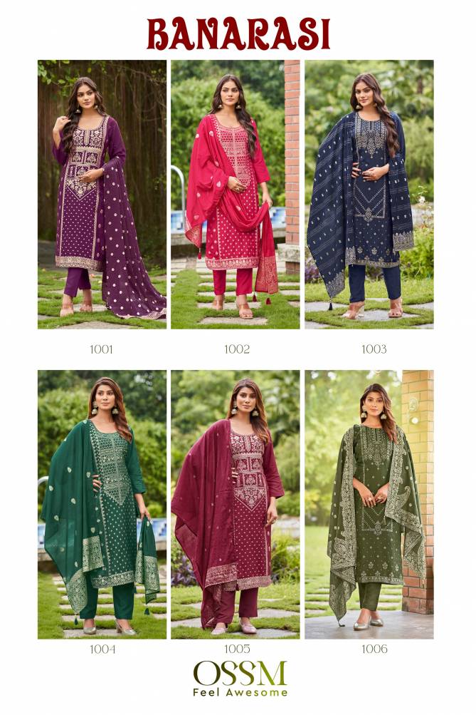 Banarasi By Ossm Viscose Dola Silk Designer Kurti With Bottom Dupatta Wholesale Online